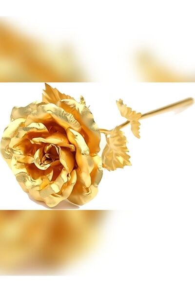Sonsuzluk Gülü Hediyelik Gül Gold Renk Ev Dekor  Sevgiliye Hediye Anneler Günü Hediyesi Solmayan Gül