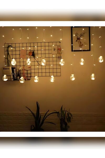 Top Led Dekoratif Işıklı Saçaklı Top Perde Ampül Led