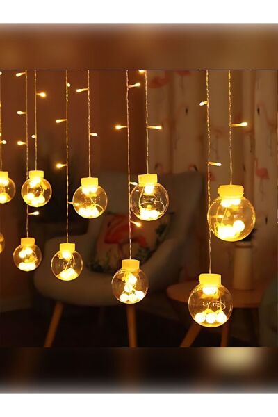 Top Led Dekoratif Işıklı Saçaklı Top Perde Ampül Led