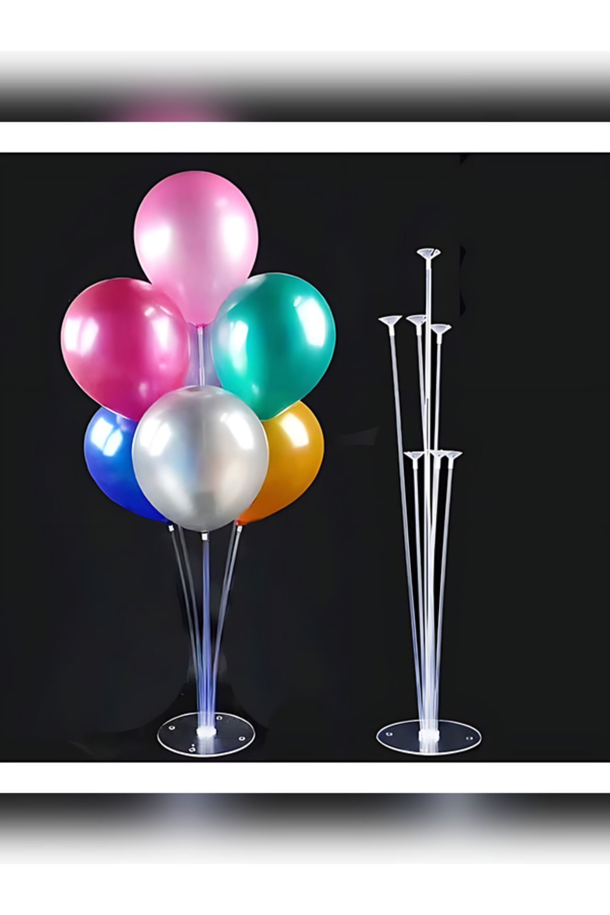 Balon Süsleme Standı 7'li Çubuklu Ayaklı Balon Standı Doğum Günü Parti Süsleme