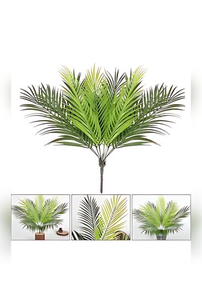 Yapay Çiçek Palmiye Demeti 9 Dallı Areka Yapay Bitki Salon Çiçeği 9 Yaprak 50cm Saksı Dahil Değildir
