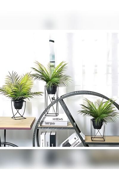 Yapay Çiçek Palmiye Demeti 9 Dallı Areka Yapay Bitki Salon Çiçeği 9 Yaprak 50cm Saksı Dahil Değildir