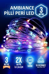Dekoratif Peri Led Aydınlatma 3 Metre Rgb Aç Kapa Düğmeli Parti Yılbaşı Süsleme 3 M Led