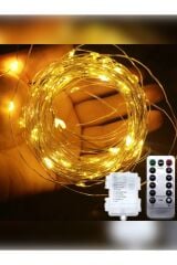 10 Metre Gün Işığı Kumandalı Pilli Peri LED 8 Fonksiyonlu Uzaktan Kumandalı Dekoratif Peri Led