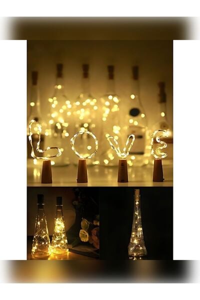 3 Metre Sarı Gün Işığı Renk Peri Led Şişe Mantar Tıpa Şeklinde Dekorasyon