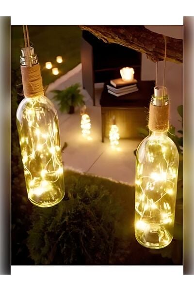 3 Metre Sarı Gün Işığı Renk Peri Led Şişe Mantar Tıpa Şeklinde Dekorasyon