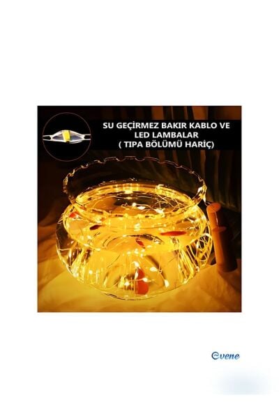 3 Metre Sarı Gün Işığı Renk Peri Led Şişe Mantar Tıpa Şeklinde Dekorasyon