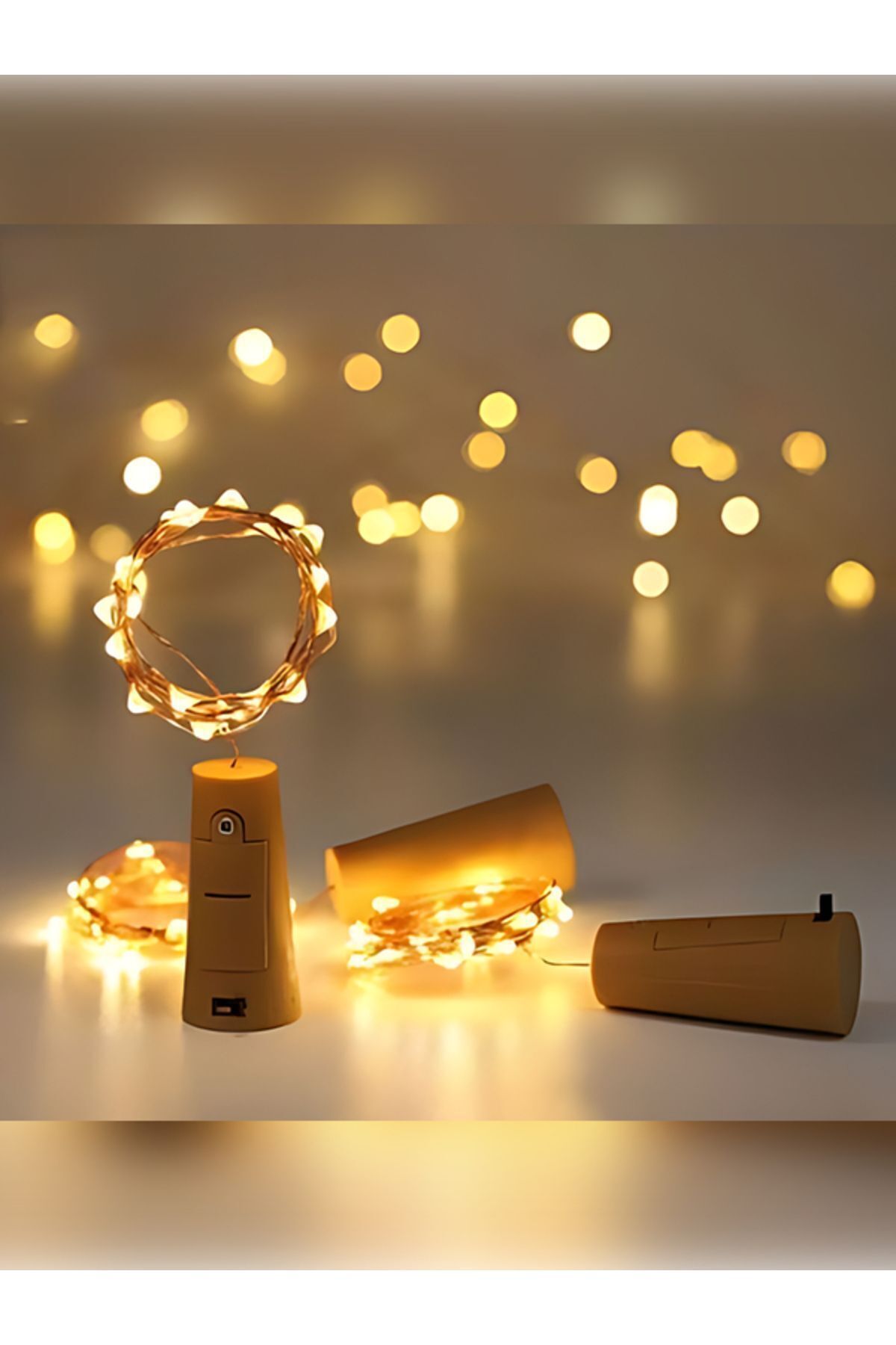 3 Metre Sarı Gün Işığı Renk Peri Led Şişe Mantar Tıpa Şeklinde Dekorasyon