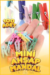 Mini Mandal Dekoratif Süsleme Renkli Minik Ahşap Mandal Fotoğraf Mandalı 100 Adet