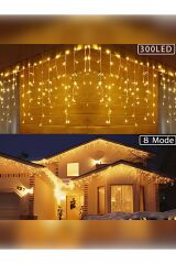 Saçak Led 19 Sarkıt Gün Işığı Fişli Eklemeli 4 Metre 8 Fonksiyonlu
