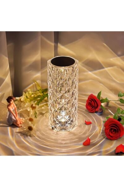 Kristal Masa Lambası Şarjlı Kumandalı Rgb Gece Lambası 16 Renk Ve 4 Mod Dokunmatik Kontrol