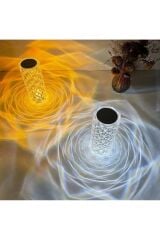 Kristal Masa Lambası Şarjlı Kumandalı Rgb Gece Lambası 16 Renk Ve 4 Mod Dokunmatik Kontrol