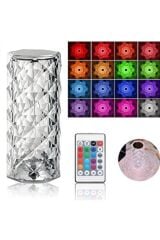 Kristal Masa Lambası Şarjlı Kumandalı Rgb Gece Lambası 16 Renk Ve 4 Mod Dokunmatik Kontrol