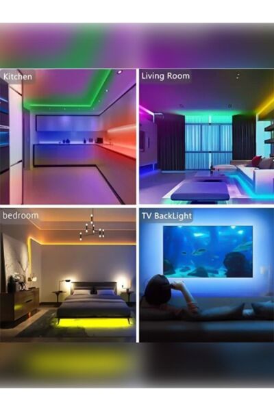 Smart Led 10 Metre Yeni Nesil Sese Duyarlı Kumandalı Bluetooth Ile Telefona Bağlanabilir Şerit Led