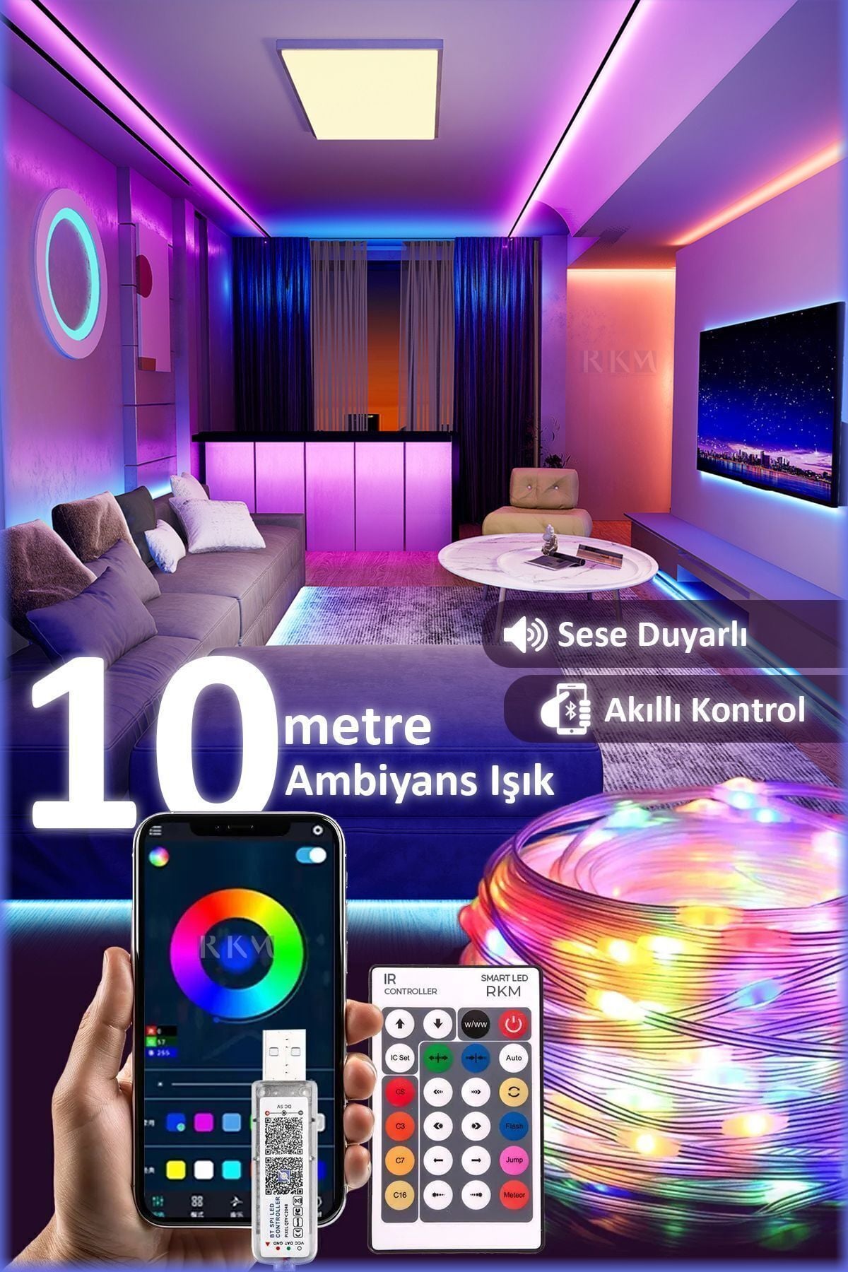 Smart Led 10 Metre Yeni Nesil Sese Duyarlı Şerit Led