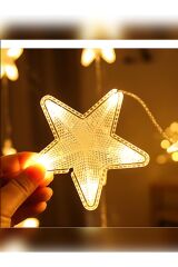 Yıldız Desenli Çapraz Sarkıt Şeklinde Led Dekoratif 8 Fonksiyonlu Fişli