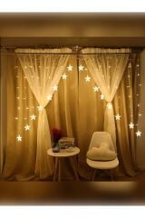 Yıldız Desenli Çapraz Sarkıt Şeklinde Fişli Led