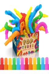 Pop Tubes Pop Tube Popit 5 Adet Esnek Renkli Tüp Boru Eğitici Duygusal Oyuncak