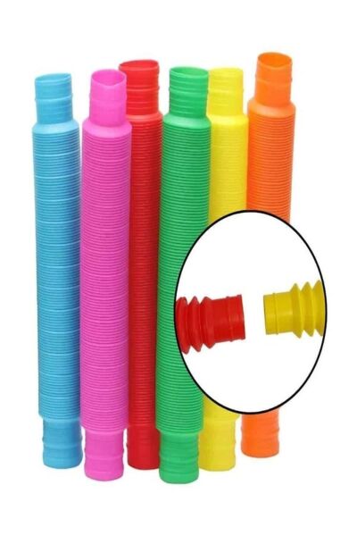 Pop Tubes Pop Tube Popit 5 Adet Esnek Renkli Tüp Boru Eğitici Duygusal Oyuncak