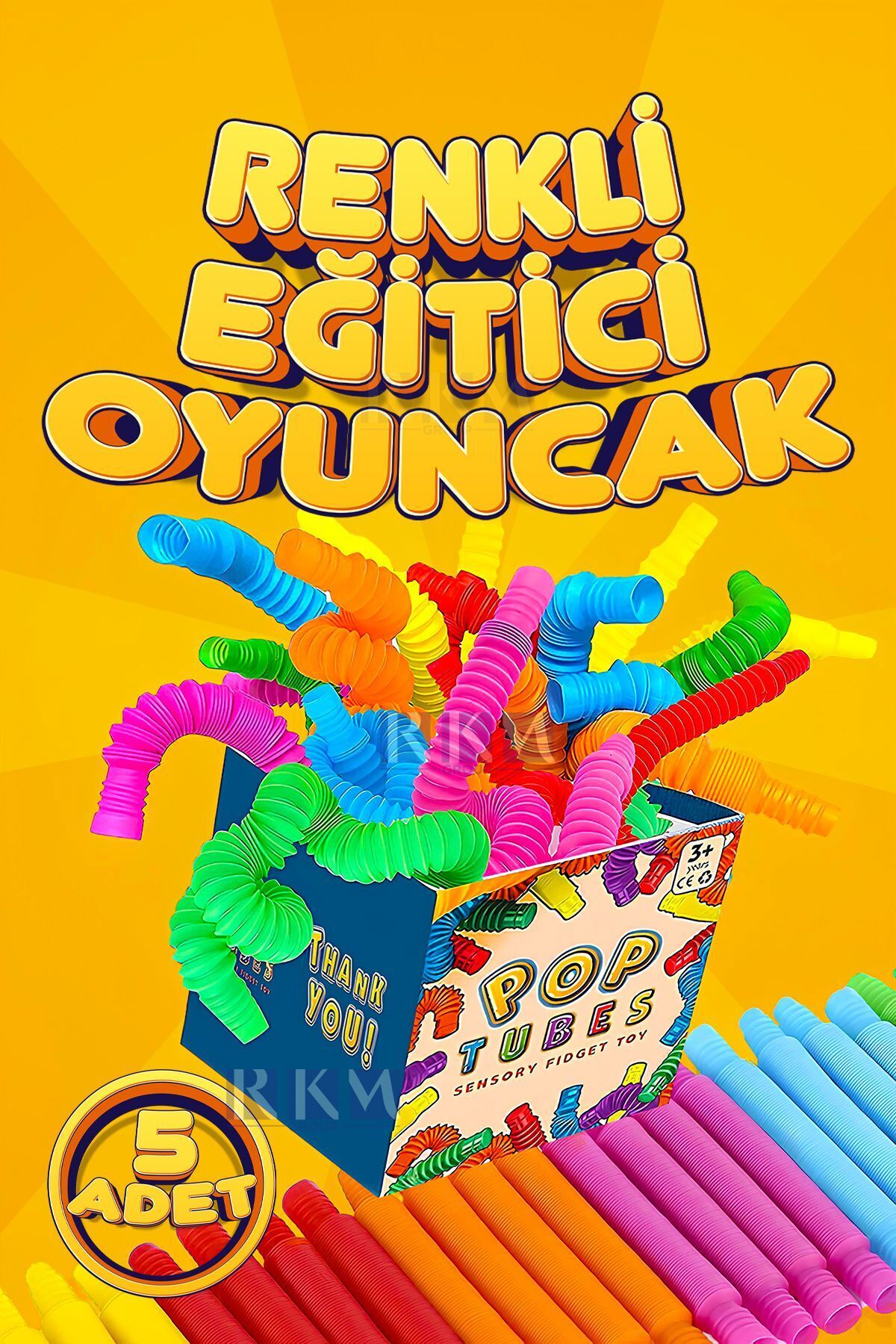 Pop Tubes Pop Tube Popit 5 Adet Esnek Renkli Tüp Boru Eğitici Duygusal Oyuncak