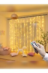 Dekoratif Perde Led 3x3 Gün Işığı Peri Led 300 Ledli 3mx3m Kumandalı 8 Modlu Usb'li Süsleme Ledi