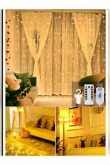 Dekoratif Perde Led 3x3 Gün Işığı Peri Led 300 Ledli 3mx3m Kumandalı 8 Modlu Usb'li Süsleme Ledi