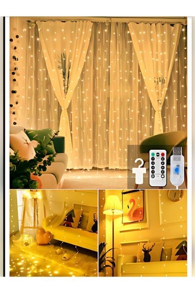 Dekoratif Perde Led 3x3 Gün Işığı Peri Led Kumandalı