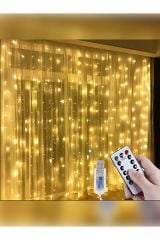 Dekoratif Perde Led 3x3 Gün Işığı Peri Led 300 Ledli 3mx3m Kumandalı 8 Modlu Usb'li Süsleme Ledi