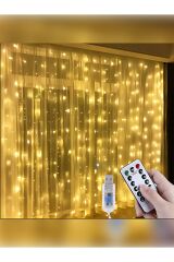 Dekoratif Perde Led 3x3 Gün Işığı Peri Led 300 Ledli 3mx3m Kumandalı 8 Modlu Usb'li Süsleme Ledi