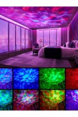 Starry Projektör Bluetooth Hoparlör+Sese Duyarlı Disko Topu USB Mp3 Çalar+Parti, Gece Lambası