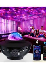 Starry Projektör Bluetooth Hoparlör+Sese Duyarlı Disko Topu USB Mp3 Çalar+Parti, Gece Lambası