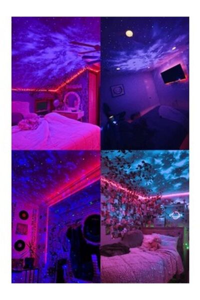 Starry Projektör Bluetooth Hoparlör Sese Duyarlı Disko Topu USB Mp3 Çalar Parti, Gece Lambası