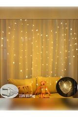 Kalp Şeklinde Gün Işığı Perde Led Sevgililer Günü Romantik Fon Perde Led 16 Sarkıt Eklemeli