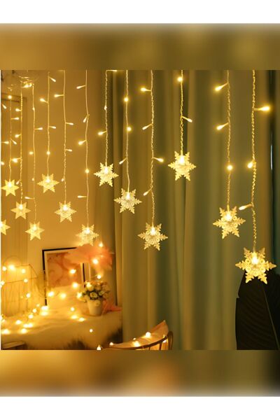 Kar Tanesi Perde Led Günışığı Renk 19 Sarkıt 96 Adet Led