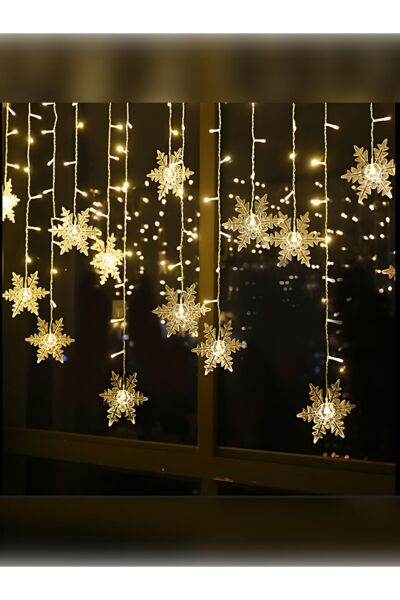Kar Tanesi Perde Led Günışığı Renk 19 Sarkıt 96 Adet Led
