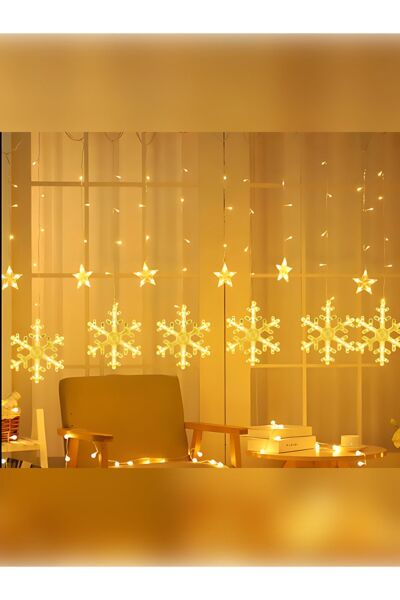 Kar Tanesi Perde Led 8 Fonksiyonlu 12 Sarkıt Gün Işığı Dekor Yılbaşı Ledi