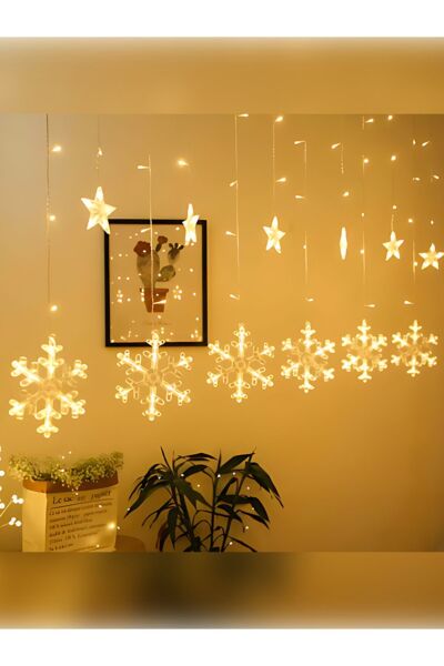 Kar Tanesi Perde Led 8 Fonksiyonlu 12 Sarkıt Gün Işığı Dekor Yılbaşı Ledi