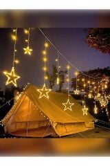 Dekoratif Led 8 Fonksiyonlu Yıldızlı Perde Led Gün Işığı 12 Sarkıt Süsleme Saçak Led