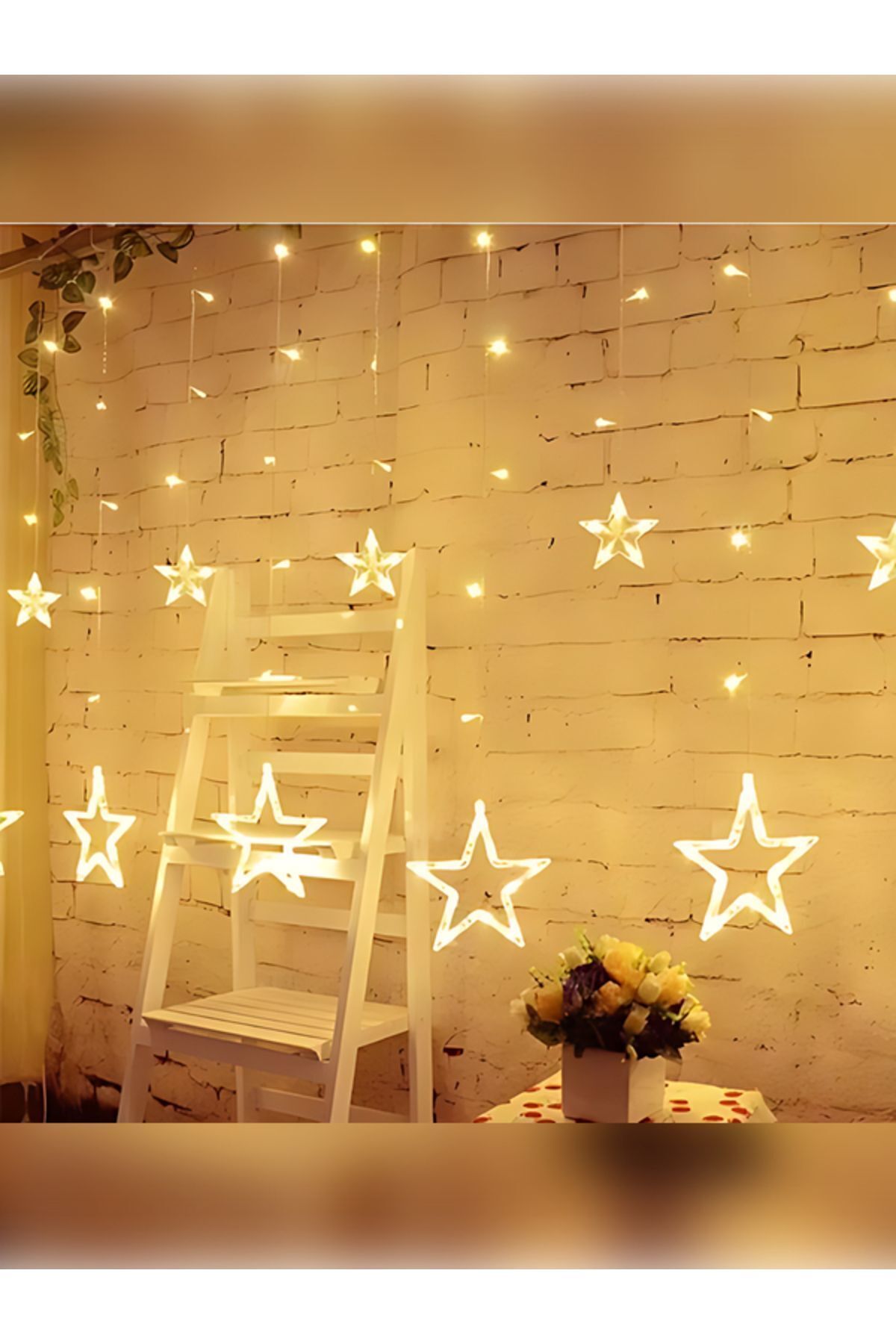 Dekoratif Led 8 Fonksiyonlu Yıldızlı Perde Led Gün Işığı 12 Sarkıt Süsleme Saçak Led