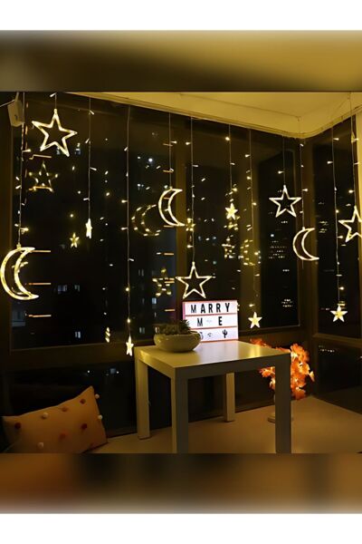 Ay Yıldız Perde Led Gün Işığı Ramazan Süsleme Işık