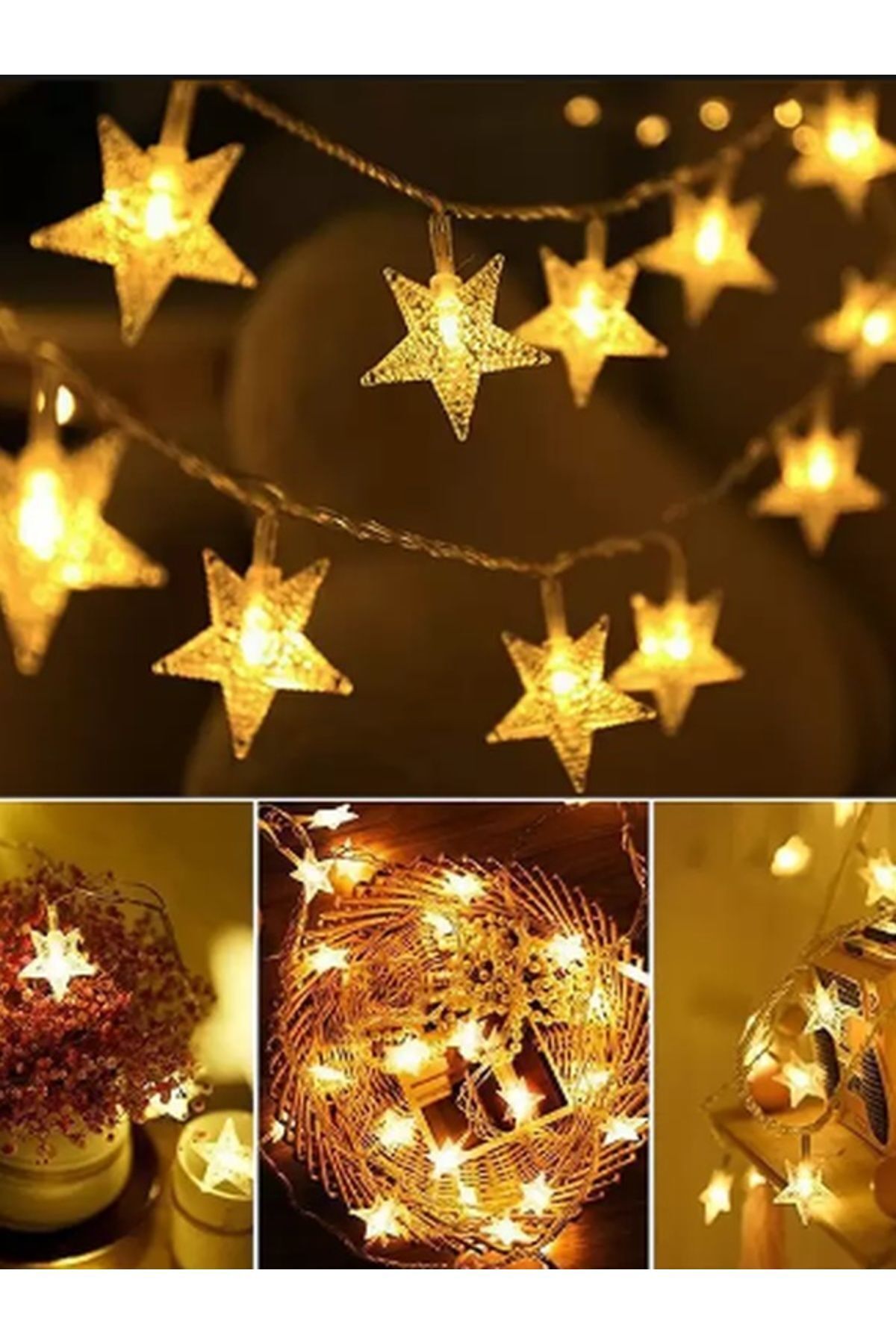 5 Metre Yıldız Led Fişli Dekoratif Ramazan Süsleme