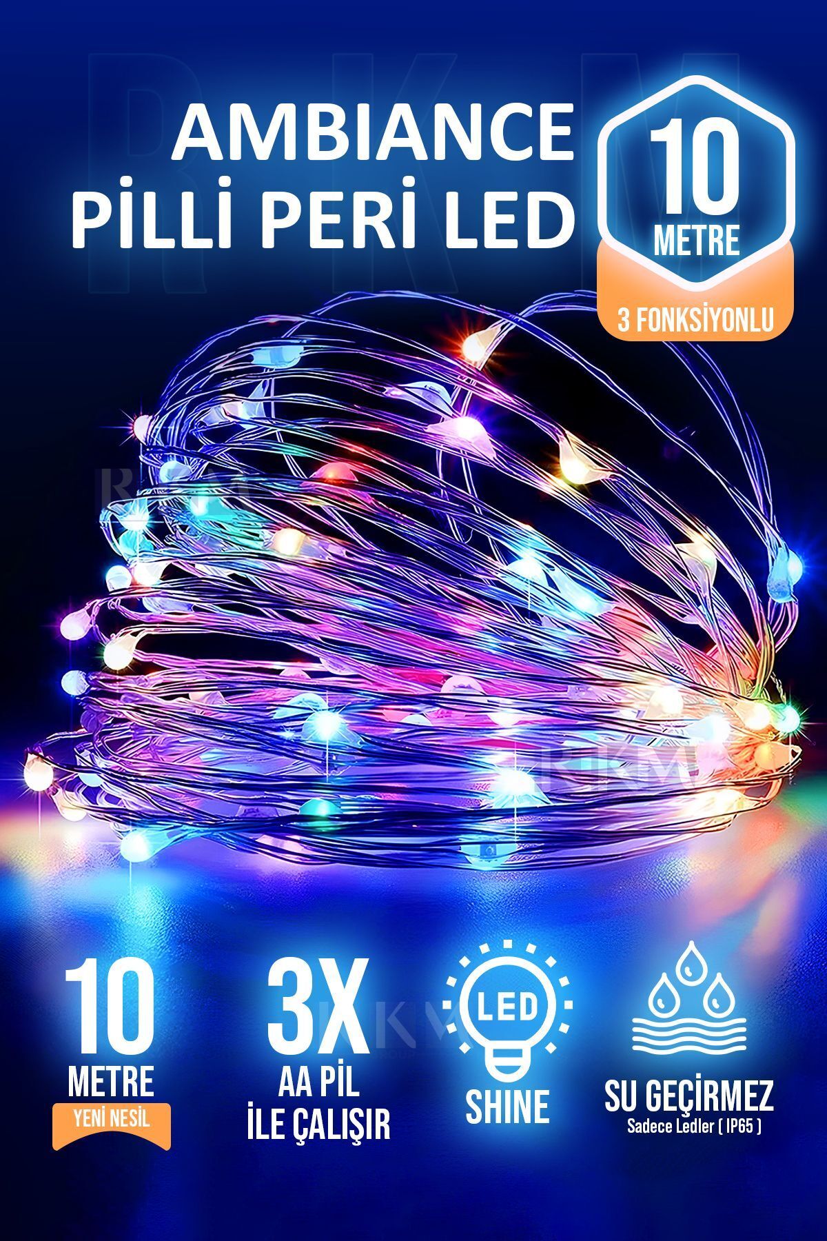 10 Metre Rgb 3 Foksiyonlu Led Dekoratif Peri Led Aydınlatma 10 M Led