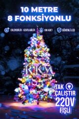 10 Metre Rgb 100 Ledli Fişli 8 Fonksiyonlu Yılbaşı Ağacı Işığı Organizasyon Led Işık