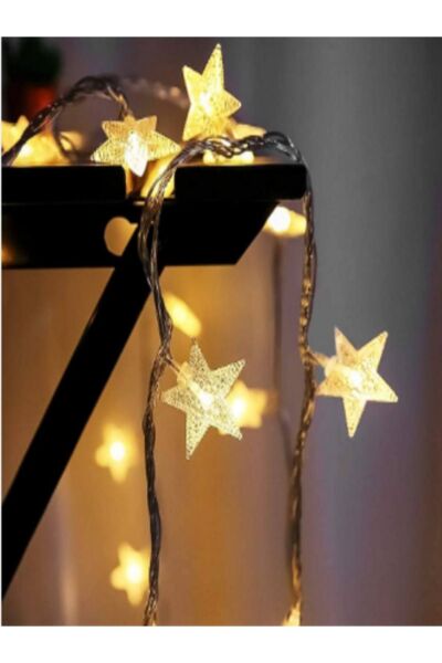Dekoratif 5 Metre 40 Yıldızlı Pilli Pirinç Led Günışığı Renk