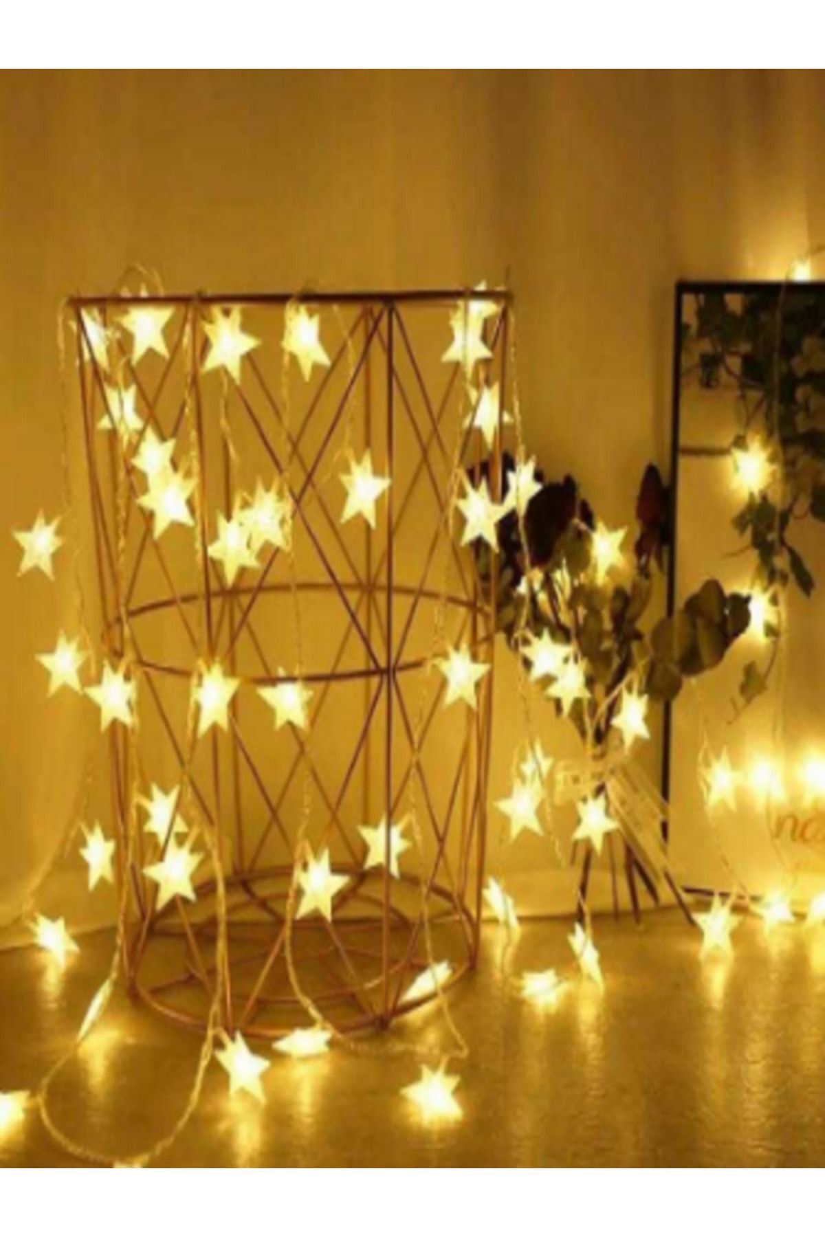 Dekoratif 5 Metre 40 Yıldızlı Pilli Pirinç Led Günışığı Renk