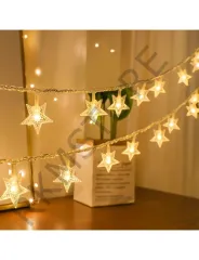 Dekoratif 5 Metre 40 Yıldızlı Pilli Pirinç Led Günışığı Renk