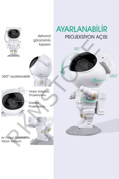 Astronot Galaksi Projektör Kumandalı Gece Lambası Yıldız Ve Samanyolu Projeksiyon Işığı