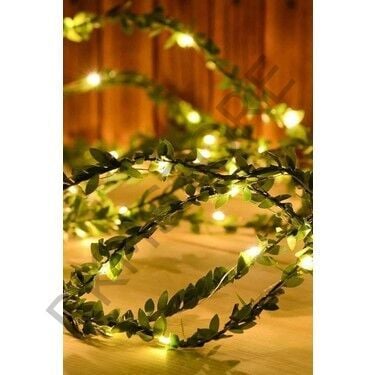 Dekoratif Sarmaşık Işıklı Minik Şerit 7 Metre Yapay Yaprak Ve 5 Metre Peri Led