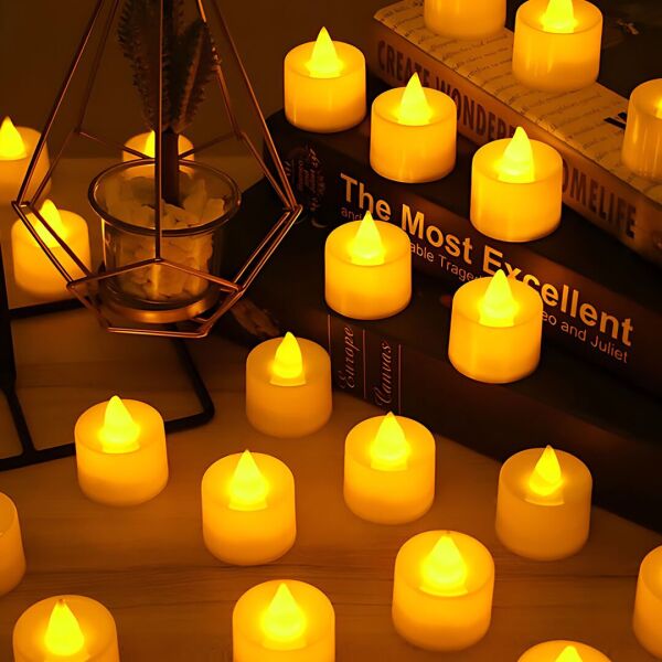 Led Mum Toptan Tealight Sarı LED Pilli Mum 24 Adet