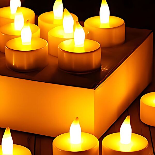 Led Mum Toptan Tealight Sarı LED Pilli Mum 24 Adet